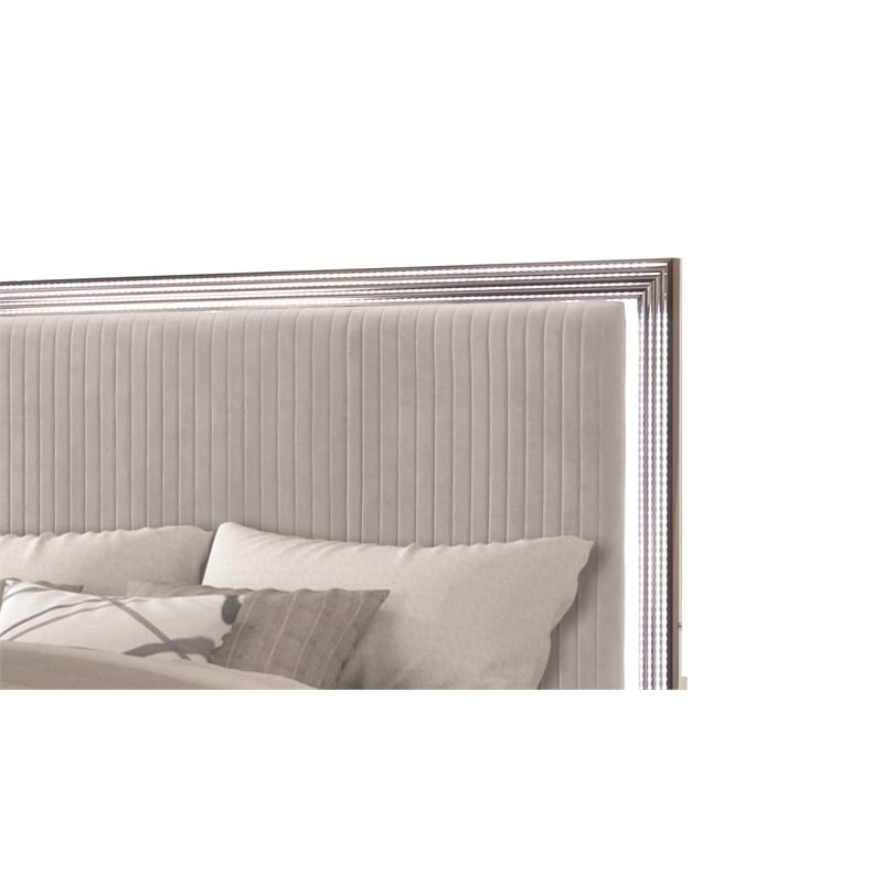 Desire King Bed with Manufactured Wood LED Headboard in White