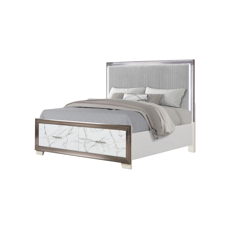 Desire King 4PC Set including  Manufactured Wood LED Lighting in White