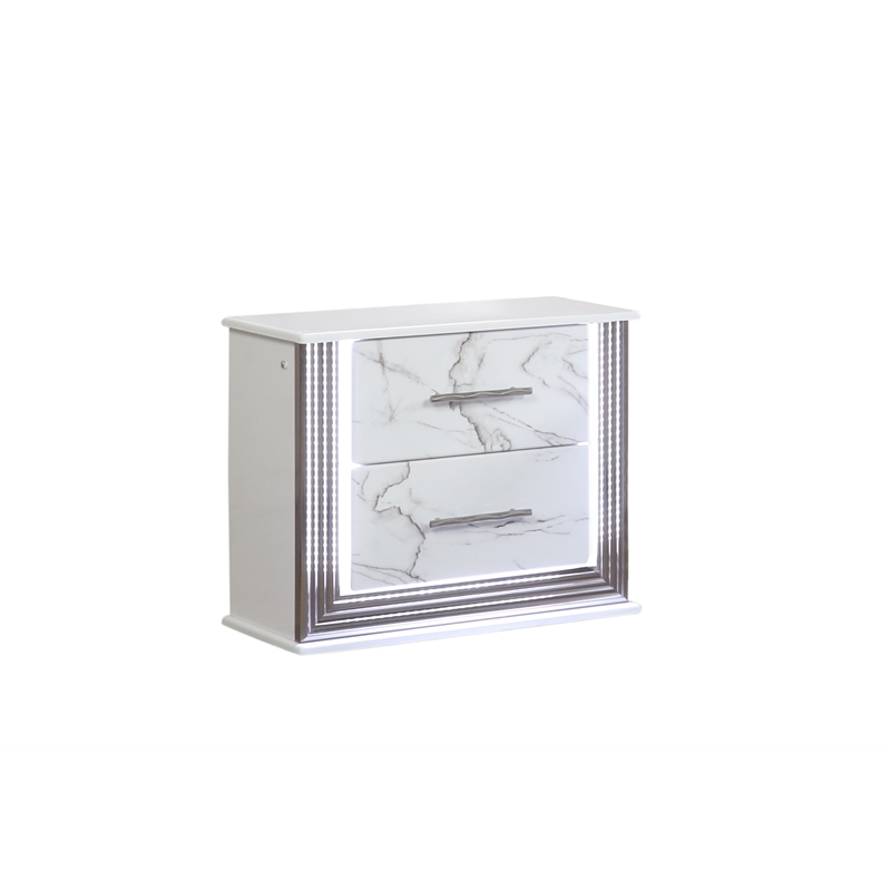 Desire King 4PC Set including  Manufactured Wood LED Lighting in White