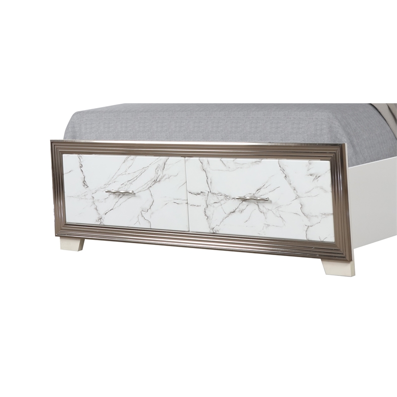 Desire King 4PC Set including  Manufactured Wood LED Lighting in White