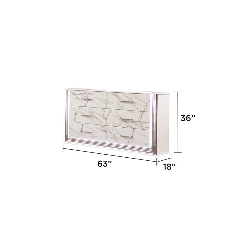Desire King 4PC Set including  Manufactured Wood LED Lighting in White