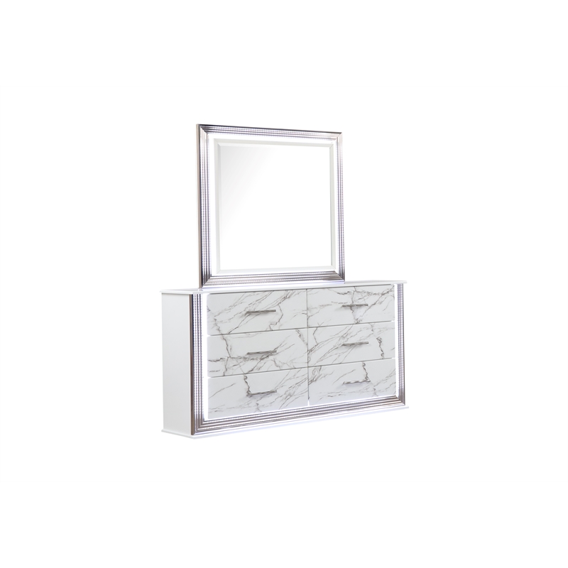 Desire King 4PC Set including  Manufactured Wood LED Lighting in White