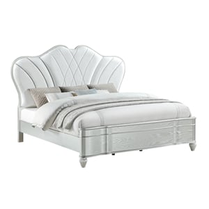 Eros King Bed with Manufactured Wood & Tufted Detailing in Silver