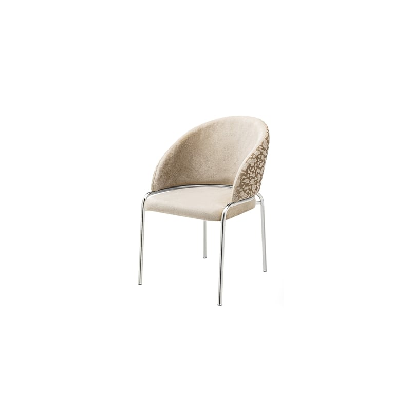 Onyx Chair with Stainless Legs - Velvet Fabric & Light Beige Color