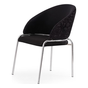 Onyx Modern Chair With Stainless Legs- Velvet Fabric & Black Color