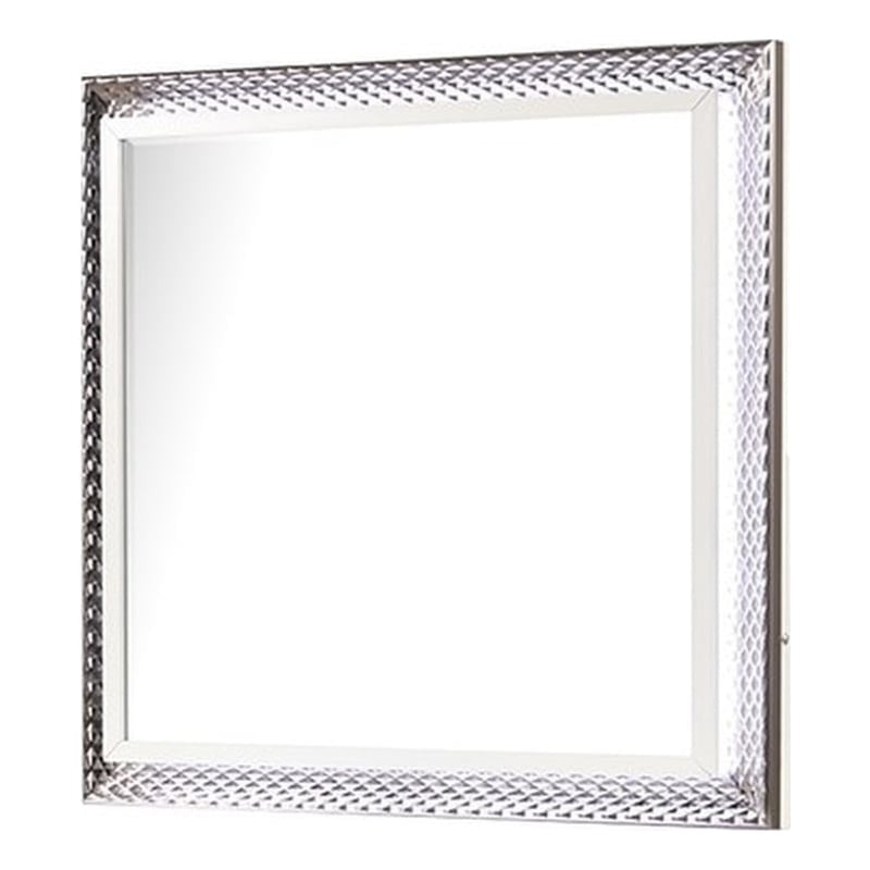 Fabio Modern Style LED Mirror Made With Wood in White(NO DRESSER)