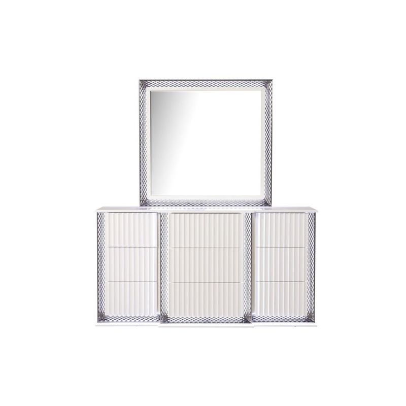 Fabio Modern Style LED Mirror Made With Wood in White(NO DRESSER)