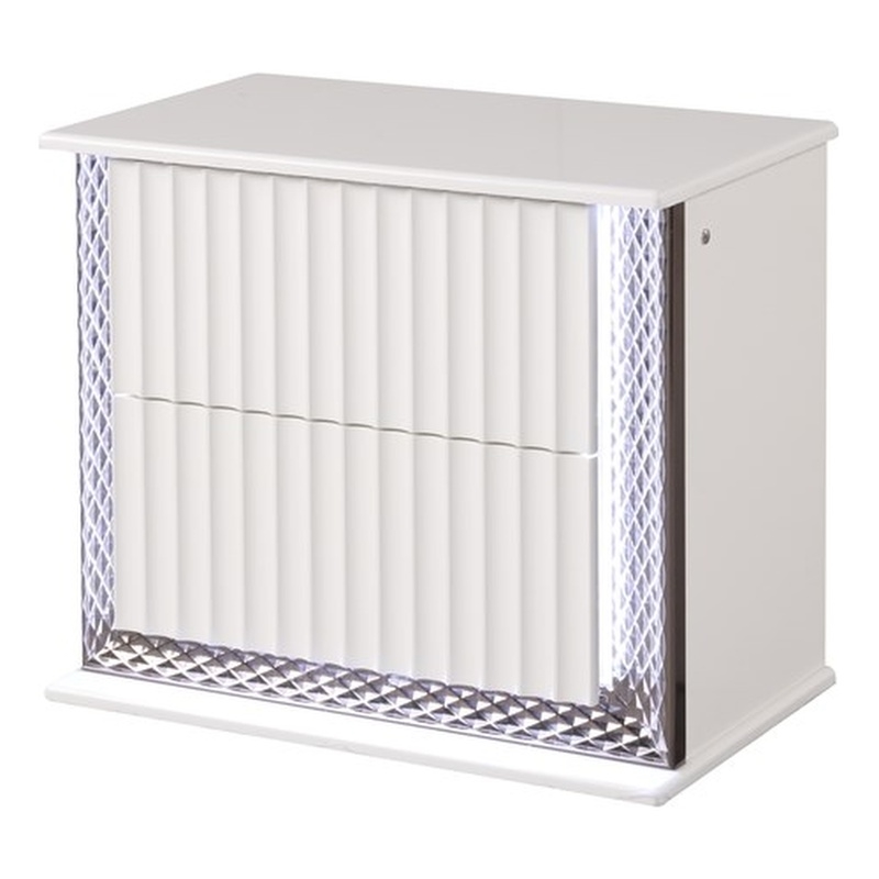Fabio Modern Style LED 2-Drawer Nightstand Made With Wood in White