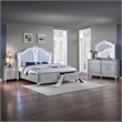 Mystic Modern Style LED Queen 4PC Bedroom Set Made With Wood in Silver