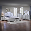 Mystic Modern Style LED King 5PC Bedroom Set in Silver