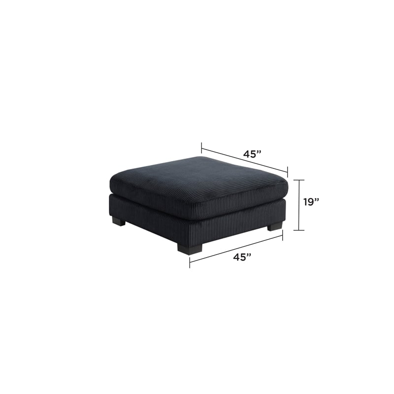 Bentley Modern style Ottoman made with Corduroy Fabric Black