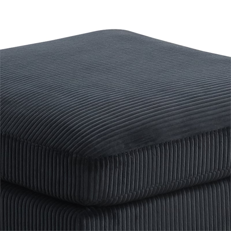 Bentley Modern style Ottoman made with Corduroy Fabric Black