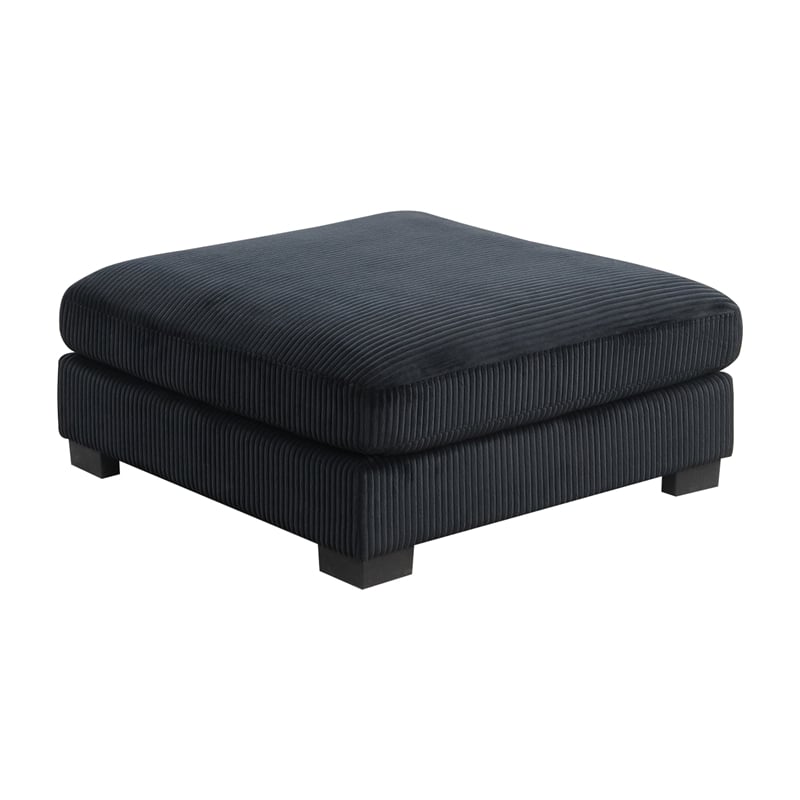 Bentley Modern style Ottoman made with Corduroy Fabric Black