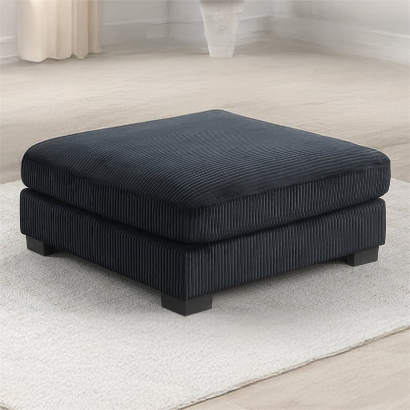 Bentley Modern style Ottoman made with Corduroy Fabric Black