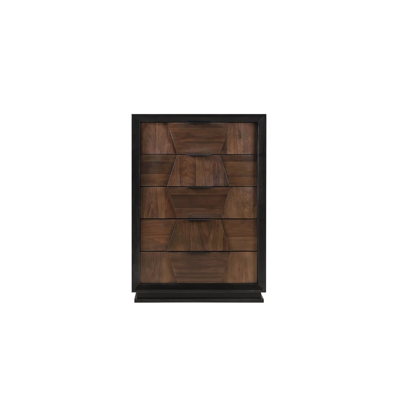Houston Traditional Style 5-Drawer Chest Made with wood in Walnut