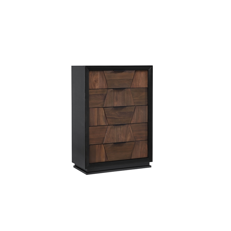 Houston Traditional Style 5-Drawer Chest Made with wood in Walnut