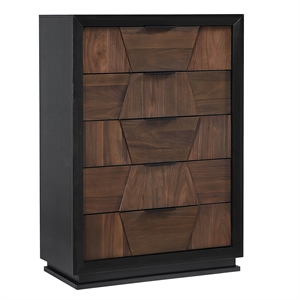 Houston Traditional Style 5-Drawer Chest Made with wood in Walnut
