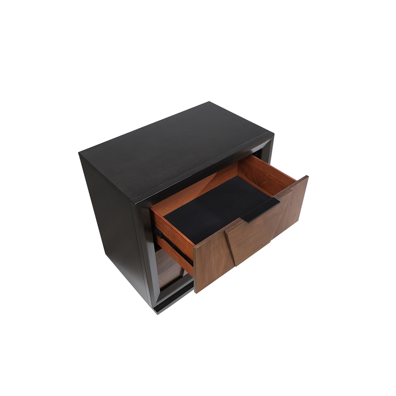 Houston Traditional Style 2-Drawer Nightstand Made with wood in Walnut
