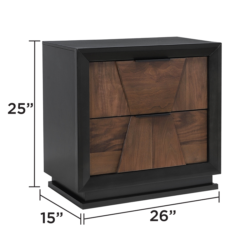 Houston Traditional Style 2-Drawer Nightstand Made with wood in Walnut