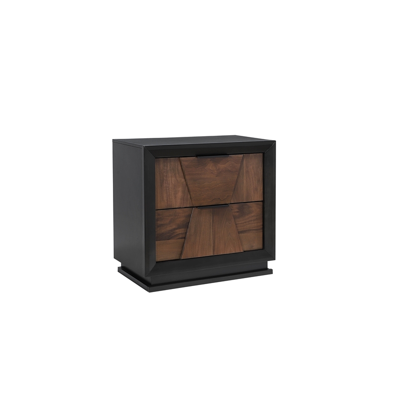Houston Traditional Style 2-Drawer Nightstand Made with wood in Walnut