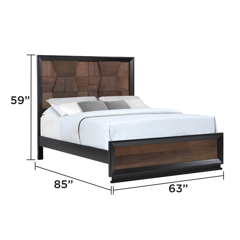 Houston Traditional Style Queen Bed Made With Wood in Walnut