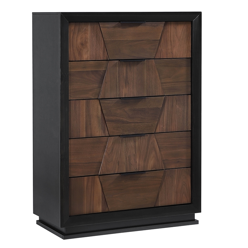 Houston King 5PC Bedroom Set Made With Wood in Walnut