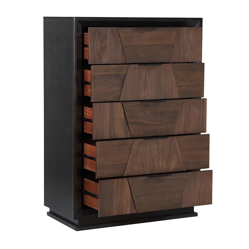 Houston King 5PC Bedroom Set Made With Wood in Walnut