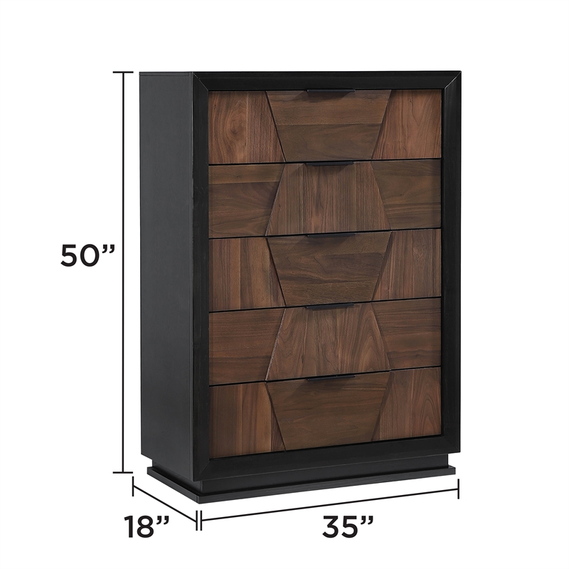 Houston King 5PC Bedroom Set Made With Wood in Walnut