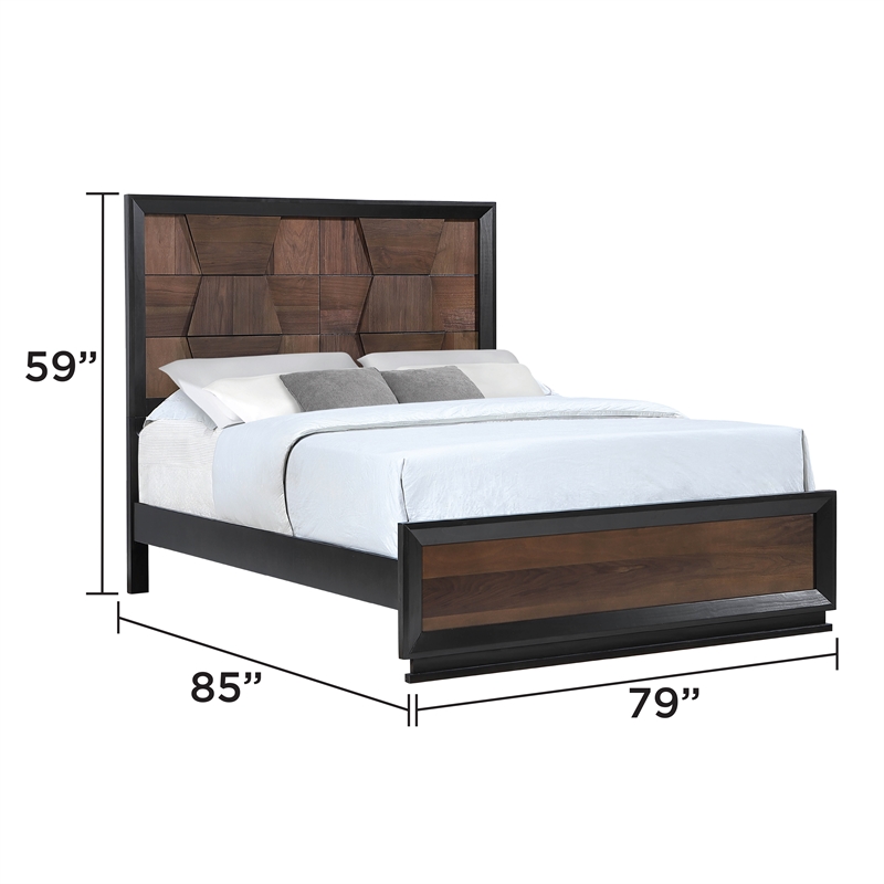 Houston Traditional Style King 4PC Bedroom Set Made With Wood in Walnut