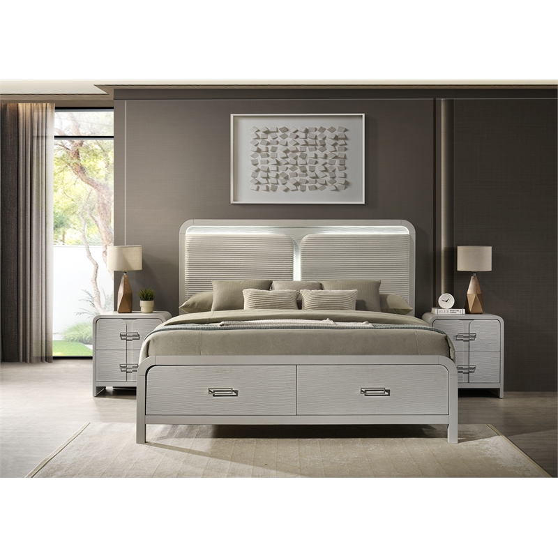 Aria Modern Style Queen 4Pc Bedroom Set Made with Wood in Beige Color