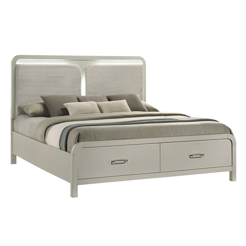 Aria Modern Style King 4Pc Bedroom Set Made with Wood in Beige Color