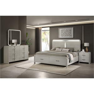 Aria Modern Style King 4Pc Bedroom Set Made with Wood in Beige Color