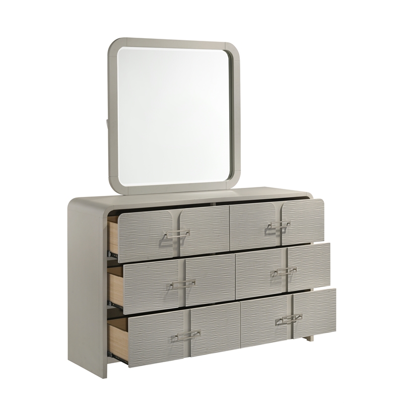 Aria Modern Style King 5Pc Bedroom Set Made with Wood in Beige Color