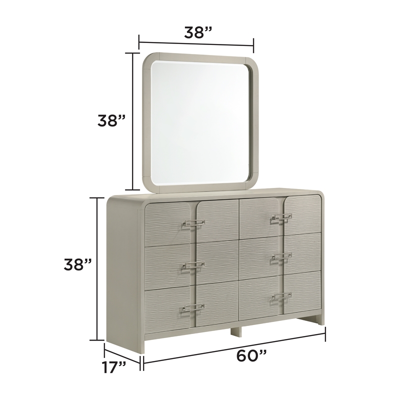 Aria Modern style 6-Drawer Dresser Made With wood in Beige Color