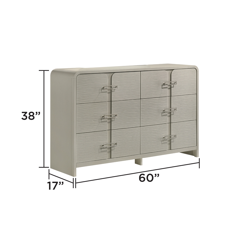 Aria Modern style 6-Drawer Dresser Made With wood in Beige Color