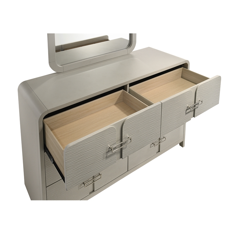 Aria Modern style 6-Drawer Dresser Made With wood in Beige Color