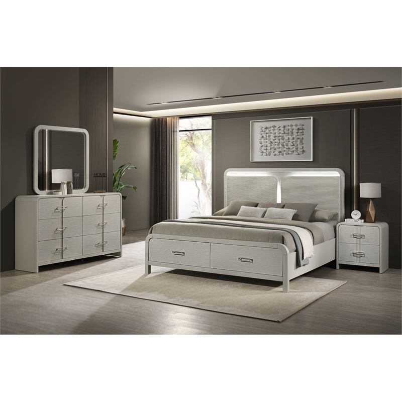 Aria Modern style 6-Drawer Dresser Made With wood in Beige Color