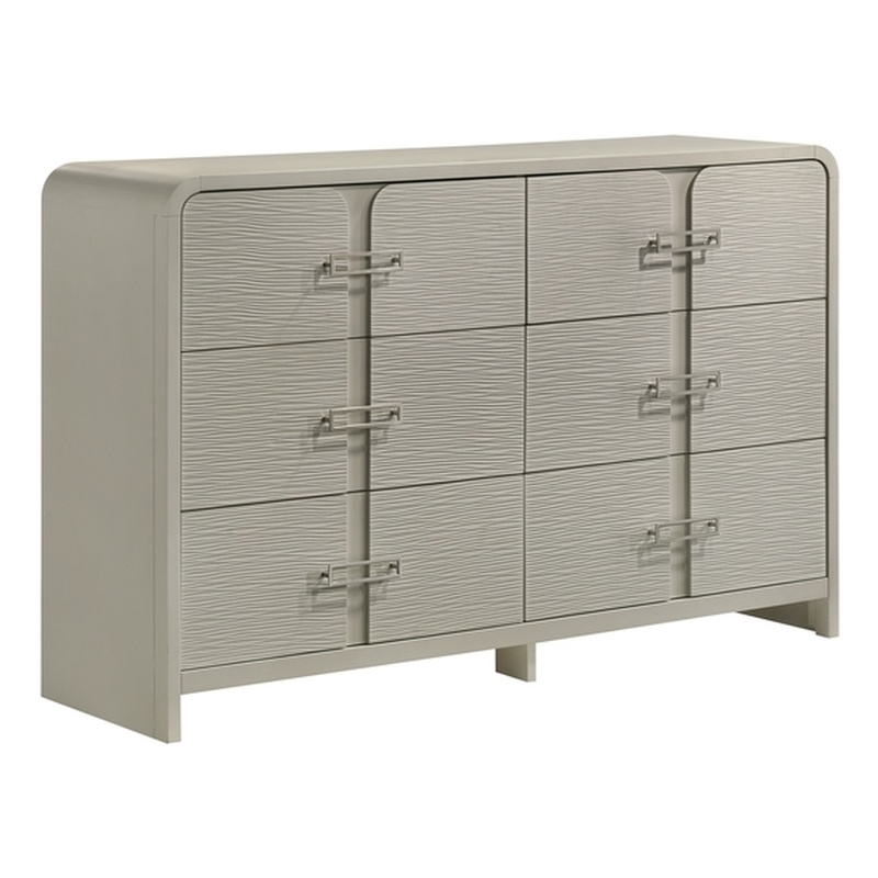 Aria Modern style 6-Drawer Dresser Made With wood in Beige Color