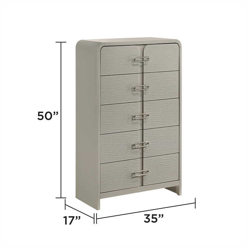 Aria Modern style 5-Drawer Chest Made With wood in Beige Color