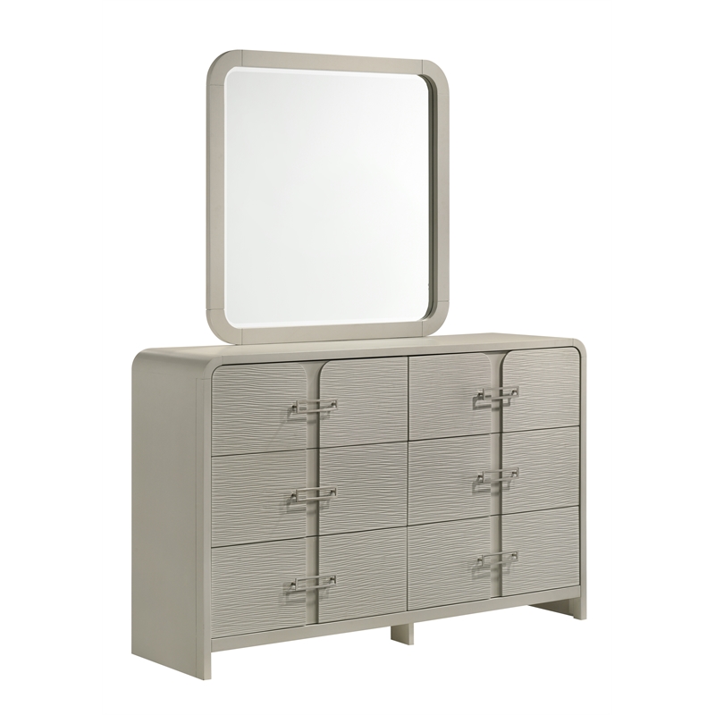 Aria Modern style Mirror Made With wood in Biege