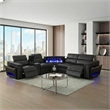 Sectional with 1 Console and Reading Light made with Faux Leather- Black