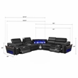 Sectional with 1 Console and Reading Light made with Faux Leather- Black