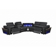 Sectional with 1 Console and Reading Light made with Faux Leather- Black