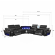 Modern Sectional with 1 Console and Built -In Fridge-Black