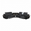 Modern Sectional with 1 Console and Built -In Fridge-Black