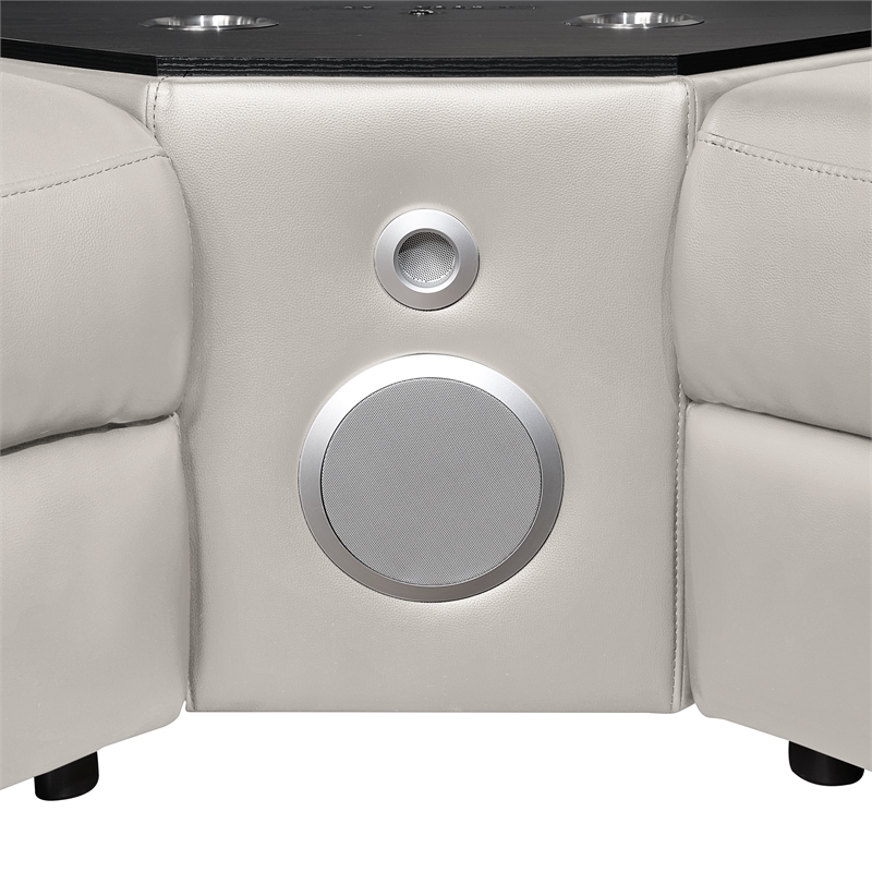 Modern Sectional with 1 Console and Reading Light-Gray