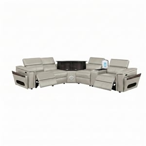 Nova Modern Sectional with 1 Console and Built In Fridge-Gray