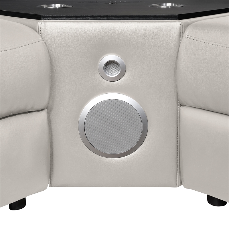 Modern Sectional with 2 Consoles with Reading Light and Fridge-Gray
