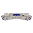 Modern Sectional with 2 Consoles with Reading Light and Fridge-Gray