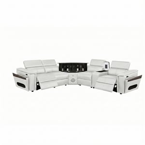 Nova Sectional with 1 Console and Built In Fridge-White